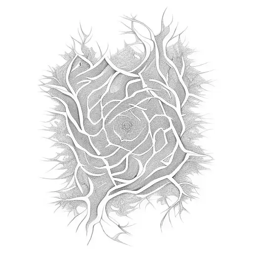 roots turn into fractal tattoo design idea