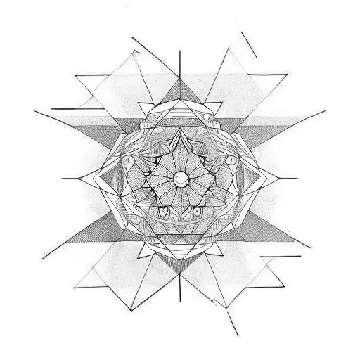 organic into geometric tattoo design idea