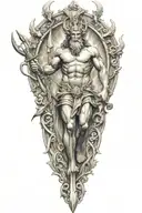 Poseidon holding a trident emerging tattoo design idea