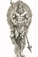 Poseidon holding a trident emerging tattoo design idea