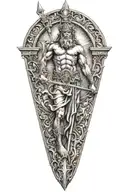 Poseidon holding a trident emerging tattoo design idea