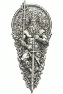 Poseidon holding a trident emerging tattoo design idea