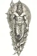 Poseidon holding a trident emerging tattoo design idea