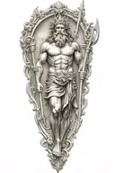 Poseidon holding a trident emerging tattoo design idea