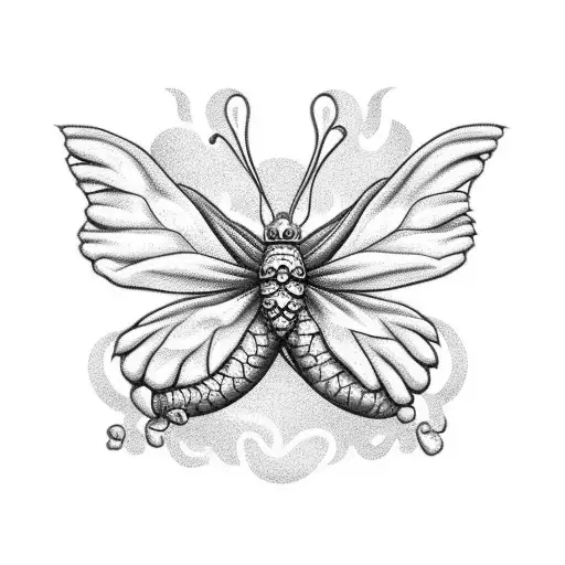 Dragon holding an orb that has a butterfly in it tattoo design idea