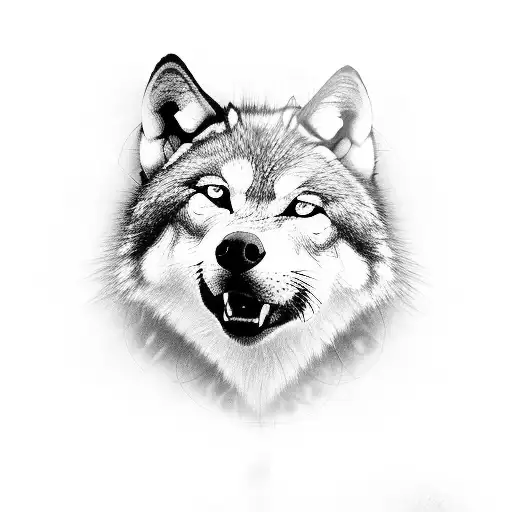 woman howling longside its wolf spiritual guide coming from inside her guts surronded by a mystical and magical vibe   tattoo design idea