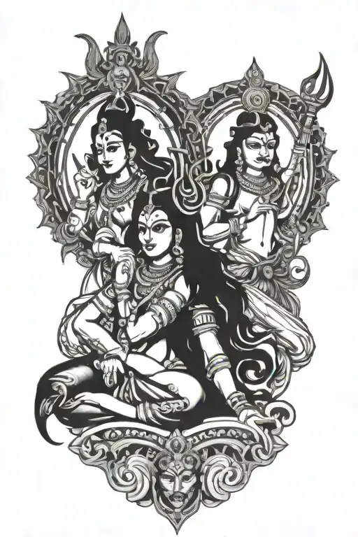 shiva and kali goddess tattoo design idea
