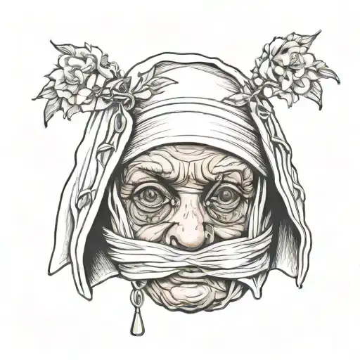 see no evil nun  here tattoo design idea