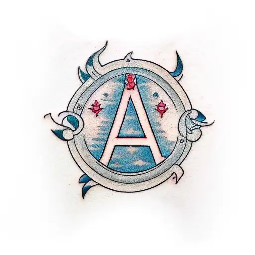 hindu tatoo with letter A tattoo design idea