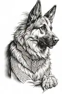German shepherd and Greek god tattoo design idea