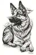 German shepherd and Greek god tattoo design idea