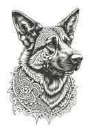 German Shepherd and Samoan Patterns tattoo design idea