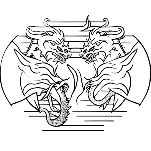 Warrior facing dragon tattoo design idea