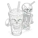 a skeleton milkshake tattoo design idea