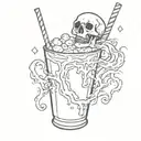 a skeleton milkshake tattoo design idea