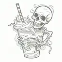 a skeleton milkshake tattoo design idea