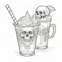 a skeleton milkshake tattoo design idea