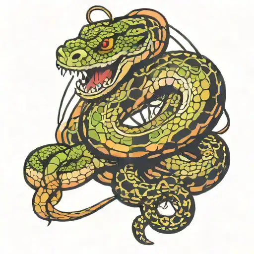 snake and numbers 333 tattoo design idea
