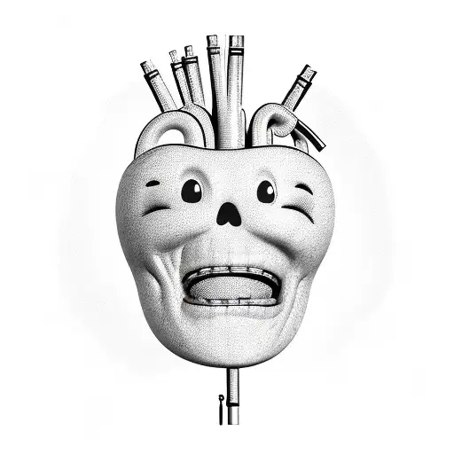 heart with face and smile  tattoo design idea