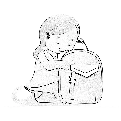 a little girl with a backpack tattoo design idea