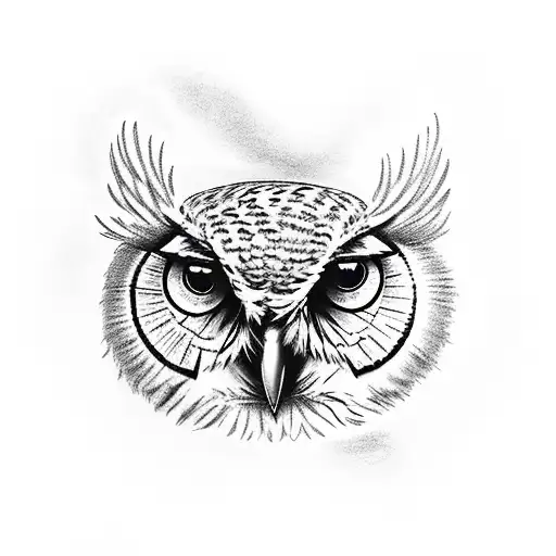 owl with tree pathway tattoo design idea