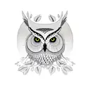 owl with tree pathway tattoo design idea