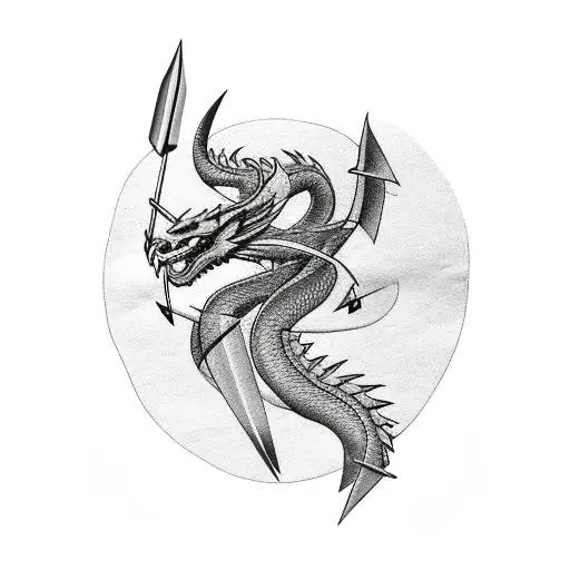 arrow with dragon tattoo design idea