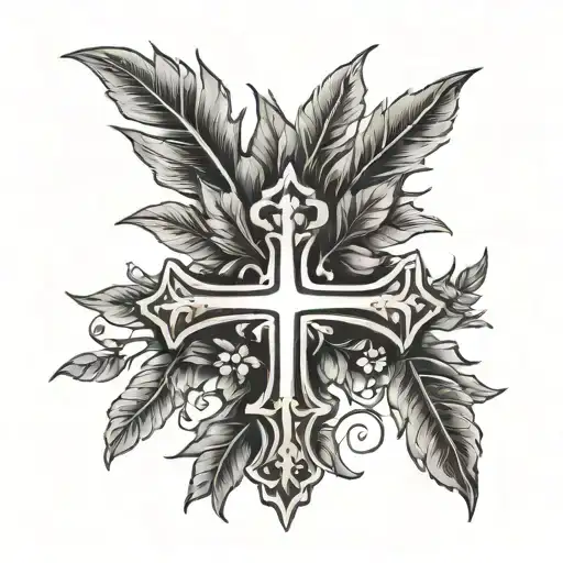 laurel wreath and three crosses tattoo design idea