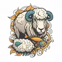 sheep and fish tattoo design idea