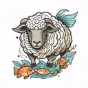 sheep and fish tattoo design idea