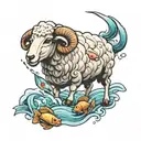 sheep and fish tattoo design idea