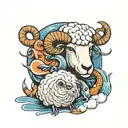 sheep and fish tattoo design idea