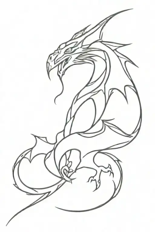 lightning bolt in the shape of a dragon wrapped tattoo design idea