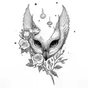 nightingale, branch, moon, roses  tattoo design idea