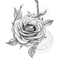 nightingale, branch, moon, roses  tattoo design idea