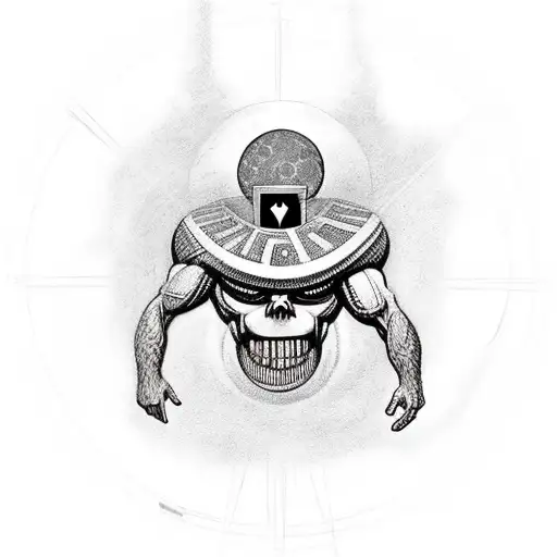 Greek titan "Atlas" holding planet eath on his shoulders. On earth there is a empty death list. tattoo design idea