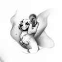 puppy hand with s in it tattoo design idea