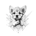 puppy hand with s in it tattoo design idea