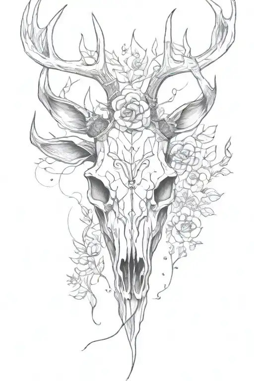 Deer skull tattoo design idea