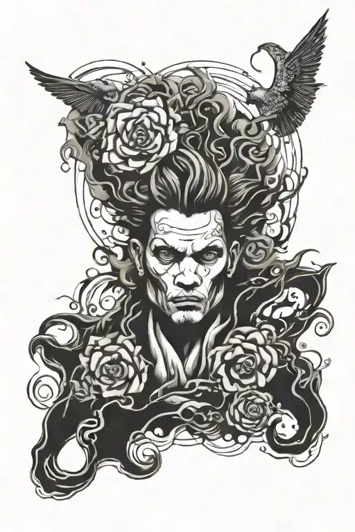 full arm sleeve tattoo : which describe the fake world which is against me proving that i don't give a fuck to my haters tattoo design idea