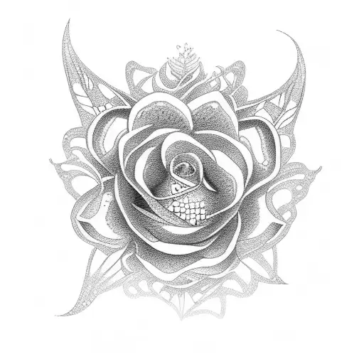 Diamond J with flowers tattoo design idea