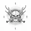 Create a tattoo featuring a strong figure lifting weights, intertwined with mechanical car parts to represent your passion for powerlifting and car mechanics tattoo design idea