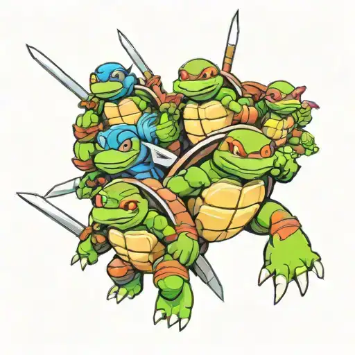 pokemon ninja turtles tattoo design idea