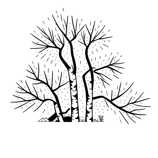 character under the birch tree tattoo design idea