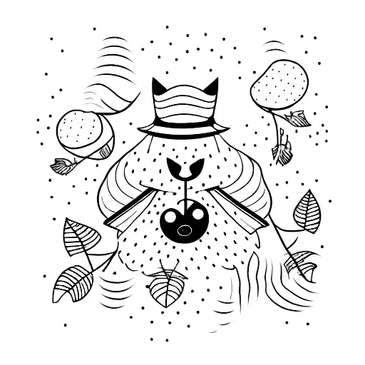 cartoon character under the birch tree tattoo design idea