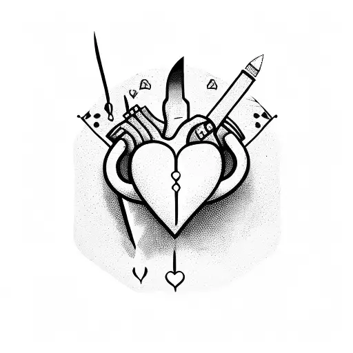 Heart with knife stabbing it tattoo design idea
