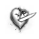 Heart with knife stabbing it tattoo design idea