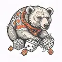 bear and dice tattoo design idea