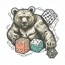 bear and dice tattoo design idea