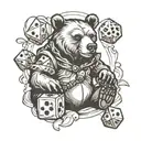 bear and dice tattoo design idea